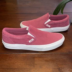 Vans Slip On Dusty Rose Pink Suede Weaved Skate Shoes